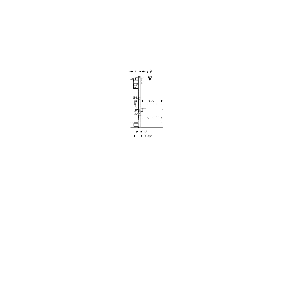Geberit Duofix Element f. WWC, 112 cm mit Sigma UP-SPK 12 cm, barrierefrei