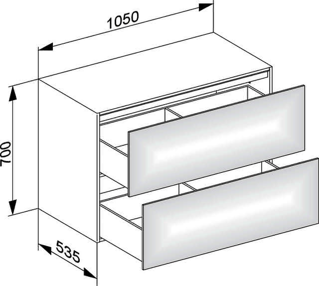 KEUCO Sideboard Edition 11 31325, Beleucht. 2 Auszüge, anthrazit/Glas anthrazit