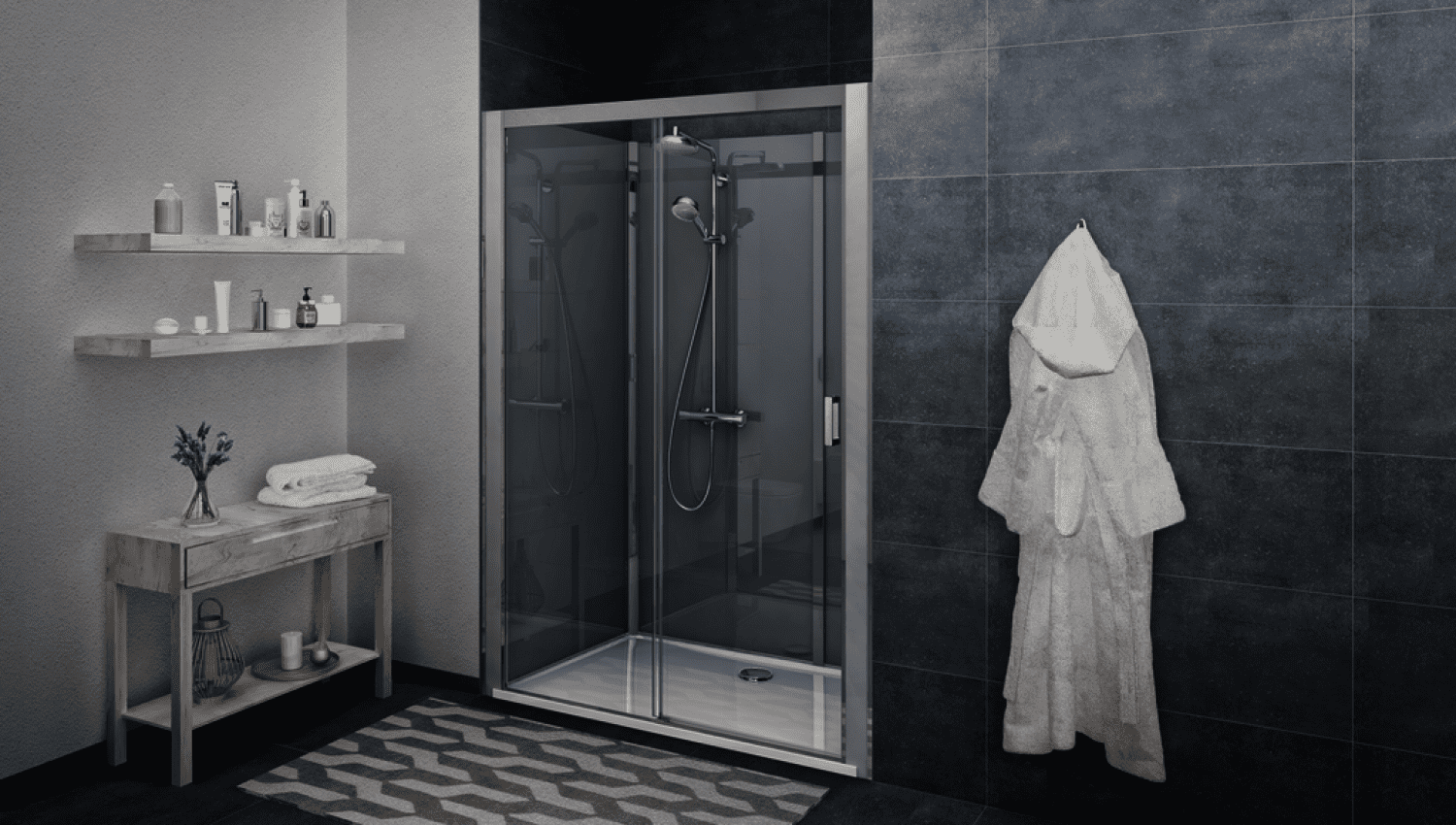 Roth Komplettdusche Vinata Spirit Ni Hoch weiß 1360x777 ESG klar