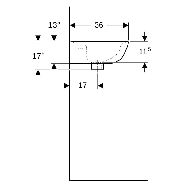 Geberit Renova Handwaschbecken, 45x36cm m. Hl., o.. Ül., weiß