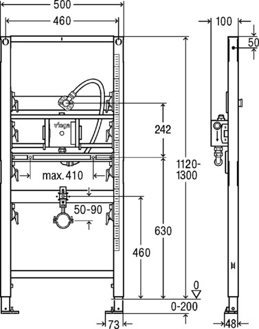 Viega Urinal Element Prevista Dry 8560.31 Spülauslösung verdeckt 1120 mm