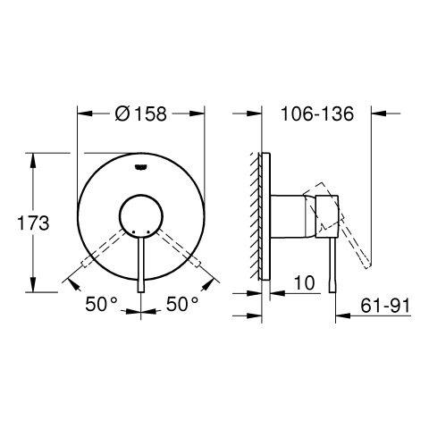 GROHE EH-Brausebatterie Essence 24168_1 FMS für 35604 supersteel