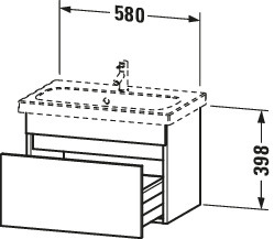Duravit WTU wandh. DuraStyle 368x580x398mm 1 Ausz., 233763, nussbaum/weiß