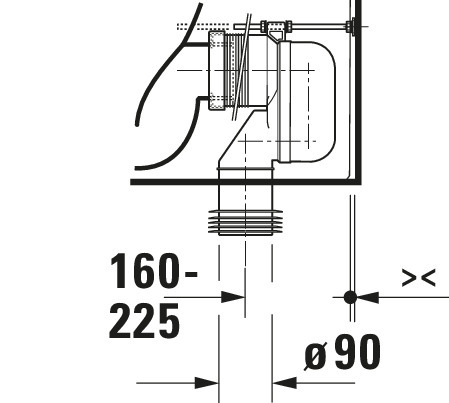 DU Stand WC für Kombination ME by Starck 650mm, weiß, Tiefspüler, rimmless, WG