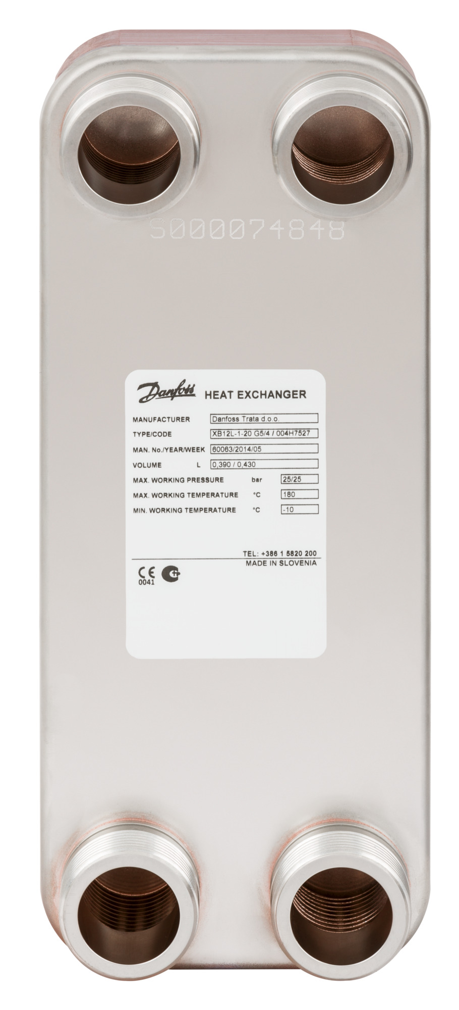 Danfoss gelöteter Wärmeübertrager MPHE XB 12M-1 80 PN25 G 1 A x 20mm Danfoss gelöteter Wärmeübertrager MPHE XB 12M-1 80 PN25 G 1 A x 20mm