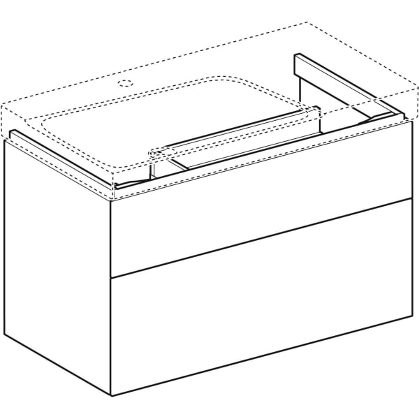 Geberit Xeno2 Unterschrank f. WT m. Ablg. re m. 2 Schubl., 88x53x46,2cm, weiß