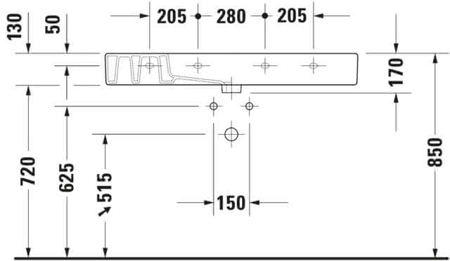 DU Möbelwaschtisch Vero 1050 mm mit ÜL, mit HLB, 1 HL, weiß