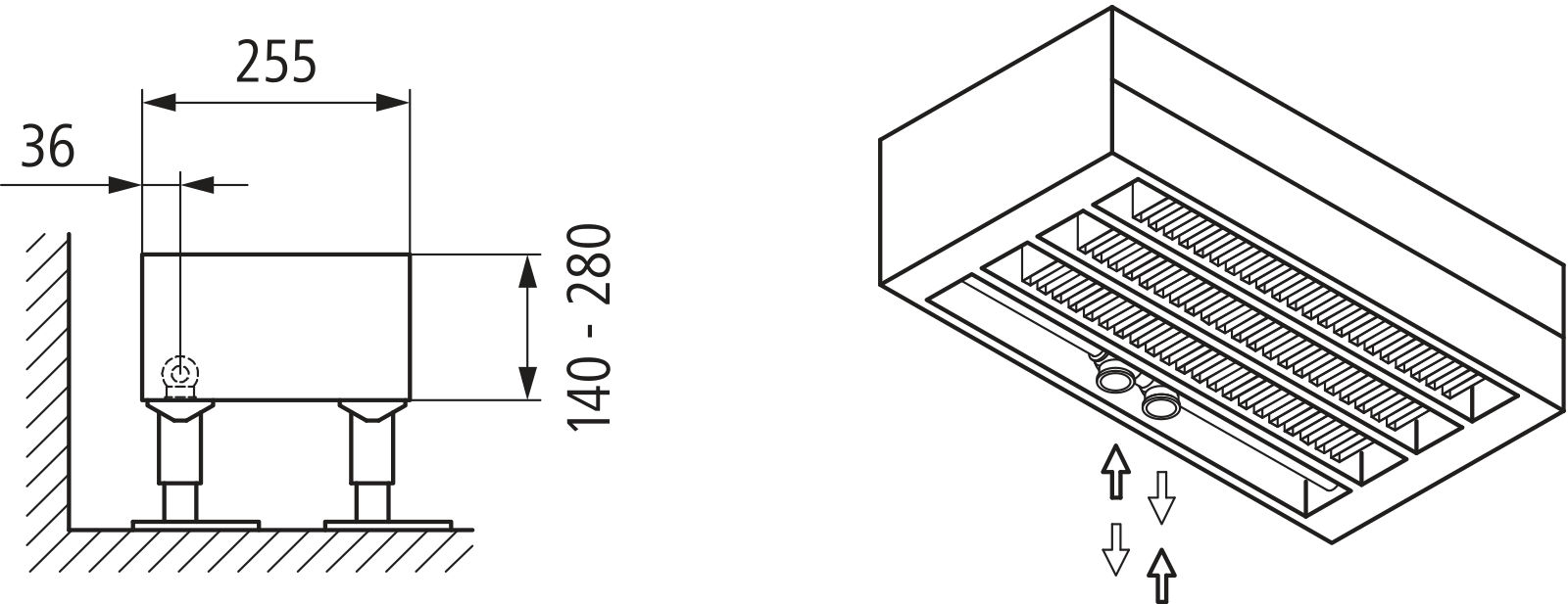 Kermi Konvektor Typ54 BH280x255x600mm QN1437,weiß,6bar, m. Abd., AB Uni.