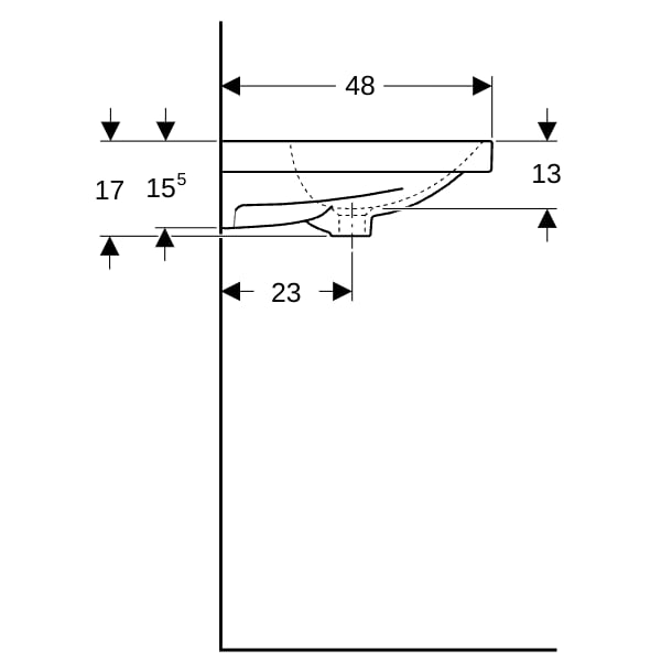 Geberit Acanto Waschtisch 120x48cm einfache Bef., 2 Hl., m. Ül., weiß Tect