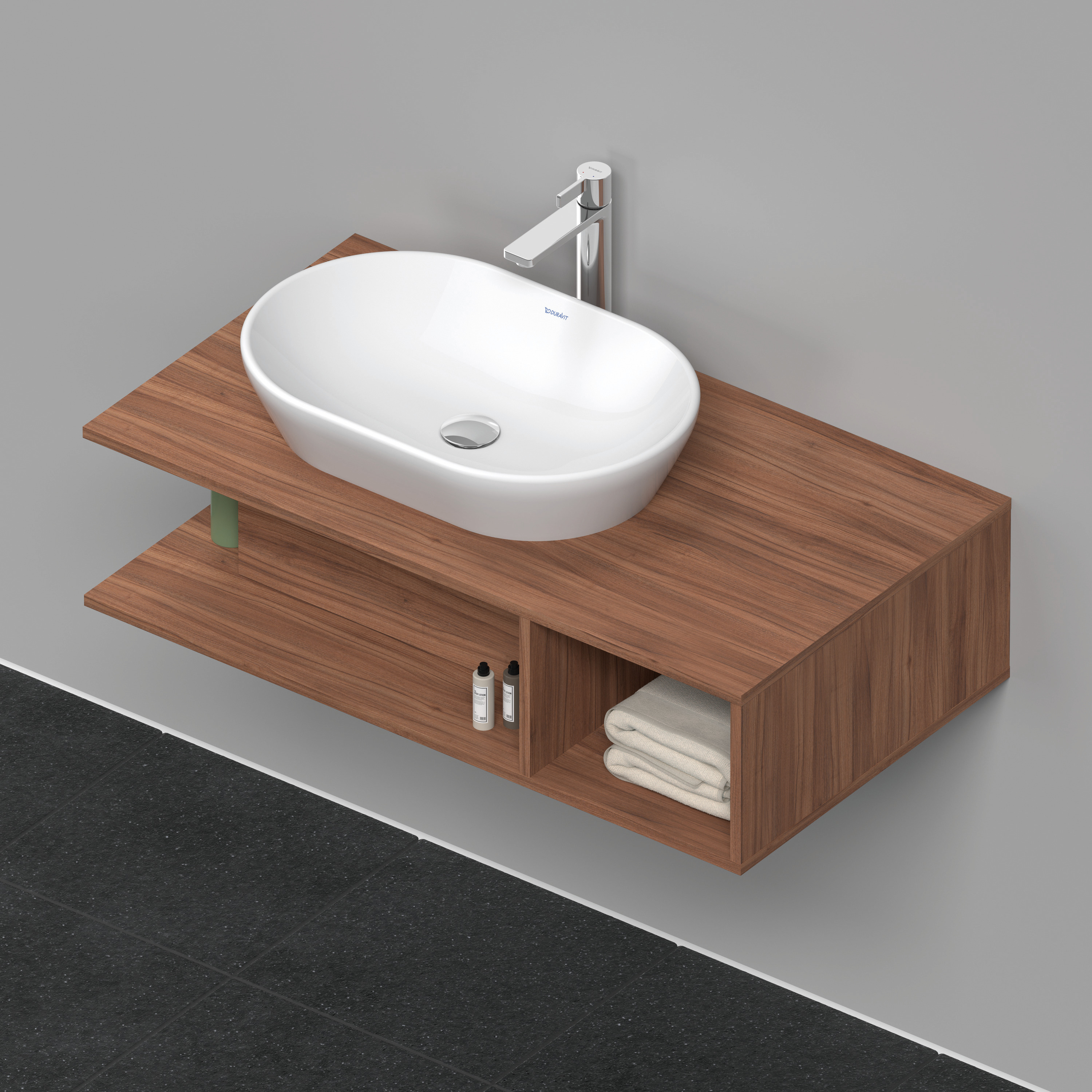 Duravit D-Neo WTU wandh.,1 offenes Fach r., 260x1000x550mm, Nussbaum Natur