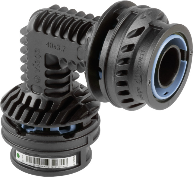 Viega Bogen 90 Grad mit SC Geopress K 9716TW in 32mm Kunststoff