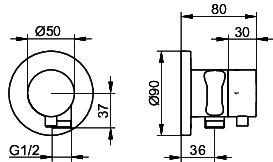 KEUCO 2-Wege Ab-u.Umstellv.IXMO Comf.59557, Schlauchan./Brauseh.rund, Alu-finish