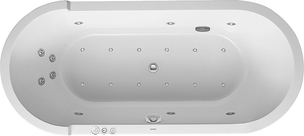 Duravit Starck Whirlw. 1800x800mm,Freis.,oval Acrylverkl., 2 Rückens.,Combi P, Weiß