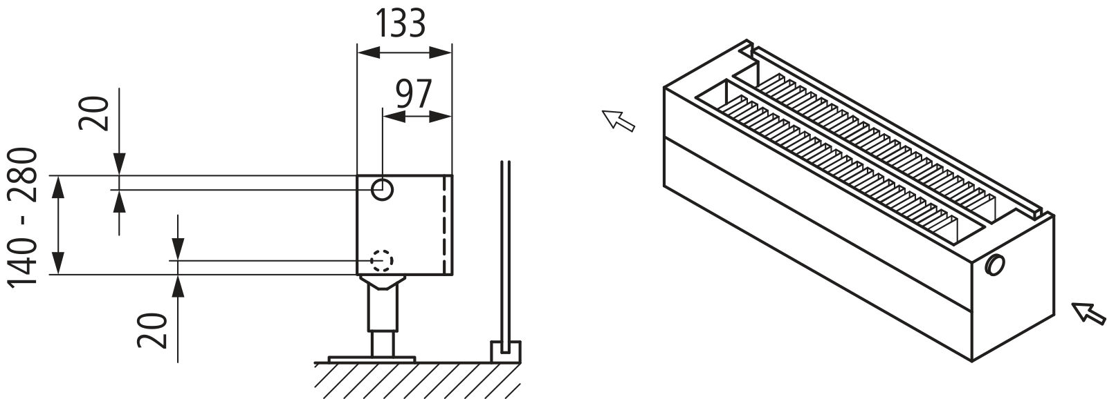 Kermi L-Kon S Typ22 BH140x133x2000mm QN1446,weiß,6bar, m. Abd., AB Uni.,VE2,5