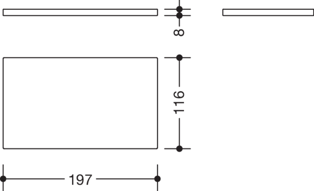 HEWI Glasplatte Ser 477 aus Klarglas, 197mm breit