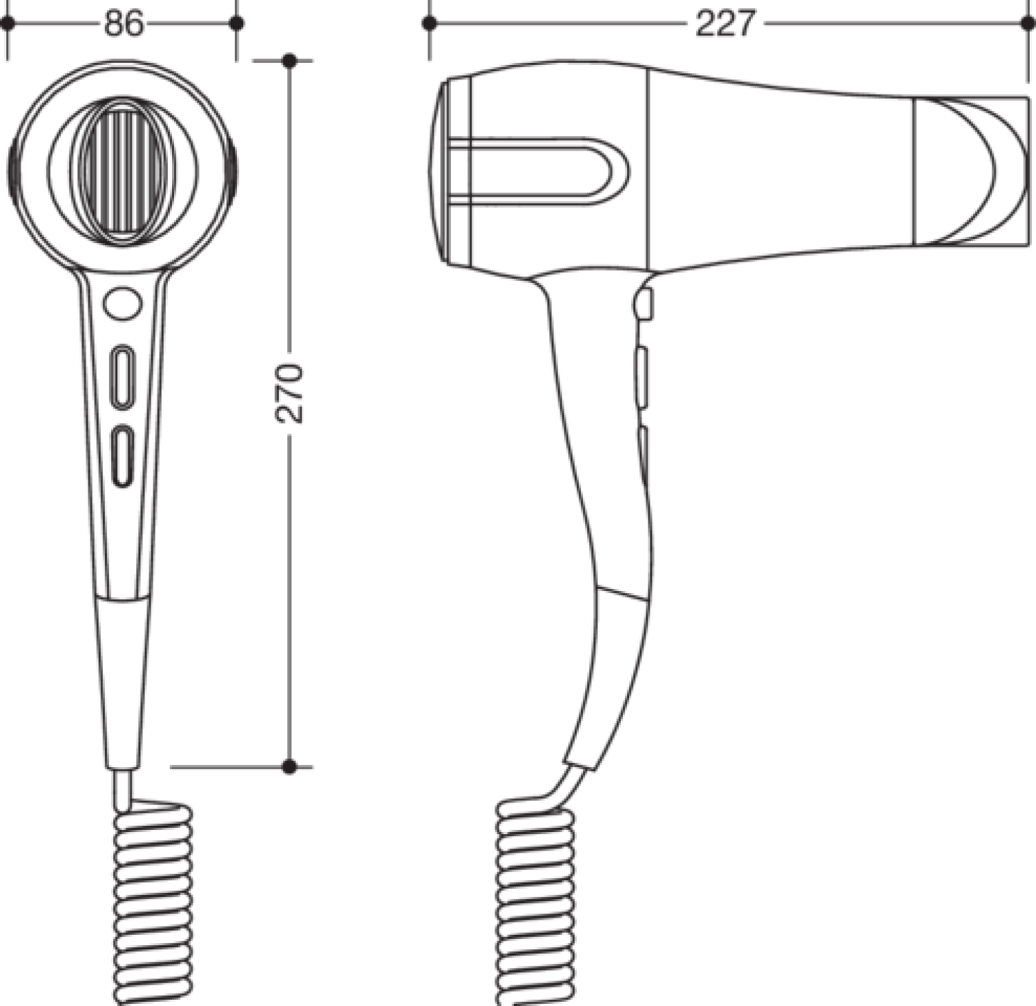 HEWI Haartrockner matt schwarz mit EU-Stecker