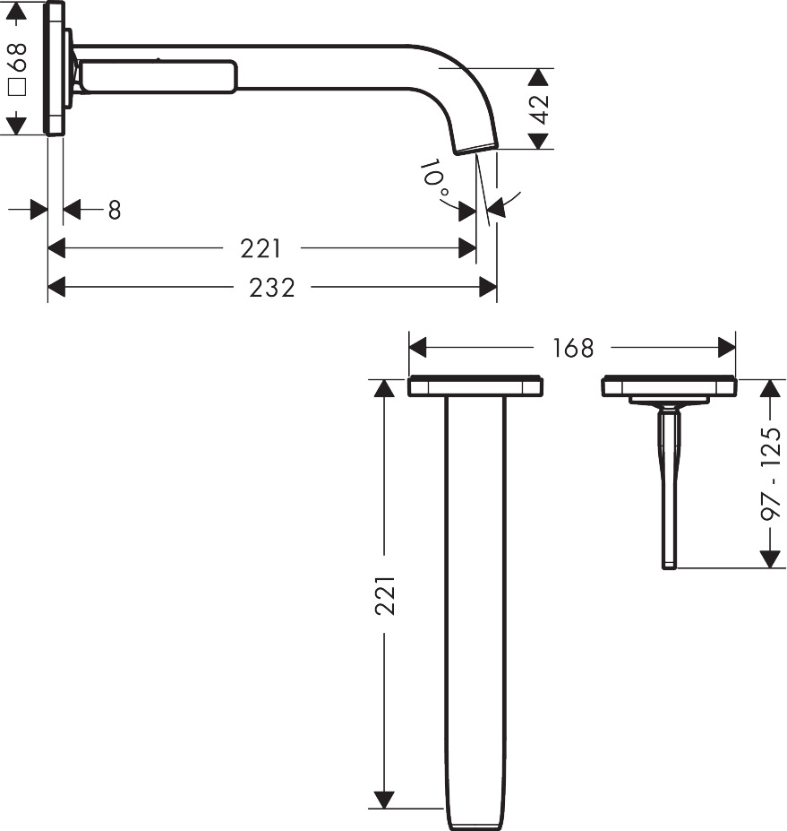 Hansgrohe Waschtischmischer UP Axor Citterio E F-Set chrom kurzer Auslauf