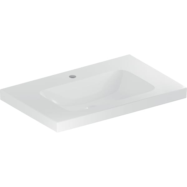 Geberit iCon Light Waschtisch 75x48cm Ablagefl., m. Hl., o. Ül., weiß KeraTect