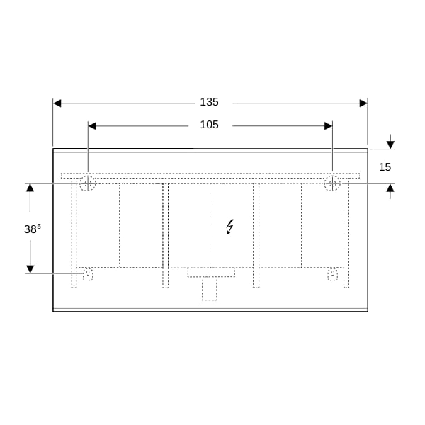 Geberit Option Plus LSP, eckig, direkte Bel. u. ind. Bel., 135x70x3,5cm, alu elox