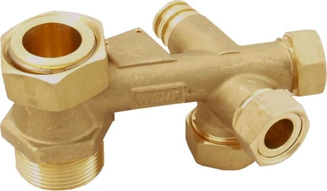 Wolf Verteilerblock Rücklauf 1 1/4" für CGB-35/50 Wolf Verteilerblock Rücklauf 1 1/4" für CGB-35/50