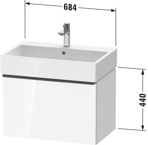 Duravit D-Neo WTU,Wdh,Ausz:1,Griff:Bronze Geb 684x442x440mm,Betongrau Matt,Dekor