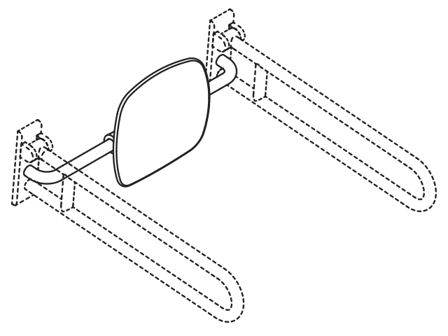 HEWI Rückenstütze Fb 92, WA 150mm SK-Griff-Montage reinweiß