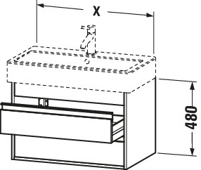 DU WTU wandhängend Ketho 440x550x480mm 2 SchKa, für 045460, weiß matt