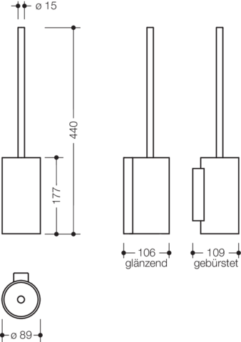 HEWI WC-Bürstengarnitur System 162 PVD schwarzchr glzd