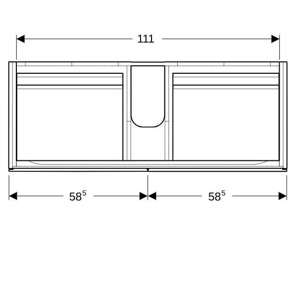 Geberit Xeno2 Unterschrank f. WT m. B:120cm m. 4 Schubl., 117,4x53x46,2cm, weiß