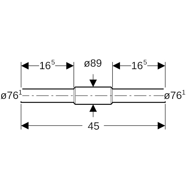Geberit Mapress Edelstahl Schott- und Deckendurchführung m. Einschubende d76,1