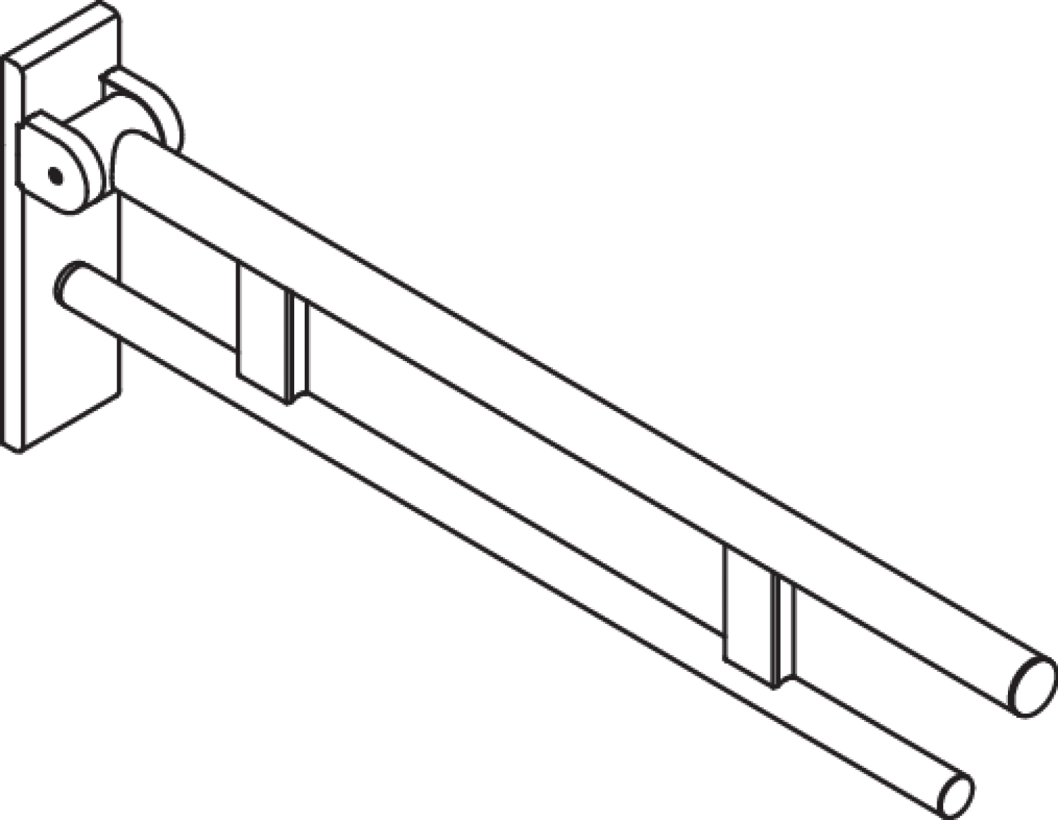 HEWI SK-Griff Duo (B), L:750, pulverbeschichtet schw tiefmatt