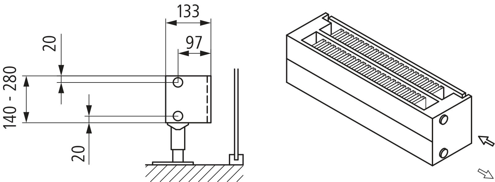 Kermi L-Kon S Typ22 BH210x133x800mm QN747,weiß,6 bar, m. Abd., AB Uni.,VE2,5