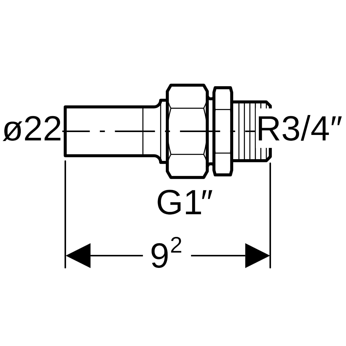 Geberit Mapress Edelstahl Übergangsverschr. mit AG und Einschubende d22-R3/4