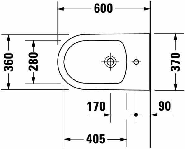 DU Stand-Bidet 600mm ME by Starck Weiß Seidenmatt, m. HL, m. HLB, 1 HL, BTW