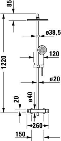 DU B.2 Duschsystem,m.Kopfbrause,+Handbr. Brausetherm.,Thermostatkart., Chrom HG