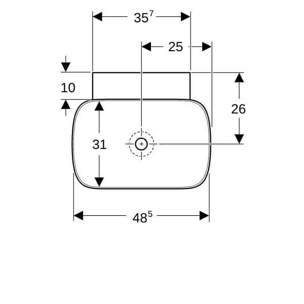 Geberit ONE AS-WT, Schalenform, 50x42,5 cm o. Hl., o. Ül., weiß, KeraTect