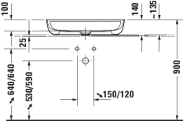 Duravit Aufsatzbecken Luv 700mm, geschliffen o.ÜL,m.HLB,1HL,weiß/grau sdm.,WGL