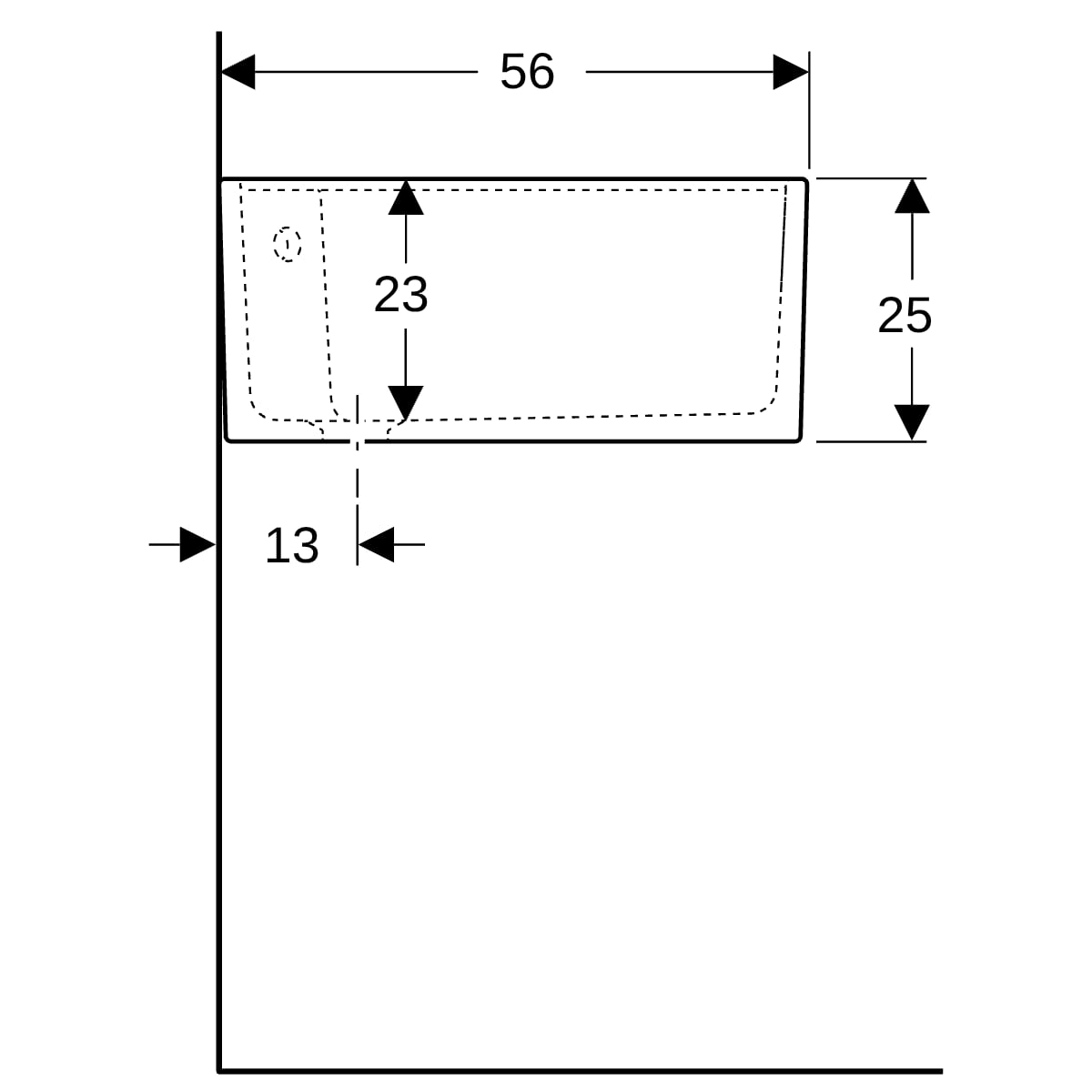 Geberit Publica Mehrzweckbecken mit 2 Becken 90x25x56cm, mit Überlauf, weiß