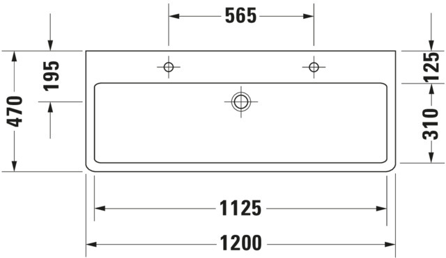 DU Waschtisch Vero 1200 mm m.ÜL, m.HLB, 2 HL, 1 Becken, weiß