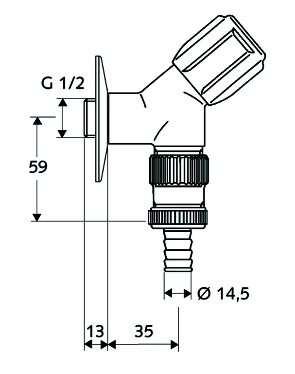 SCHELL Geräteschrägsitzventil COMFORT RV, Schlauchplatz-Sicherung, 1/2", chrom