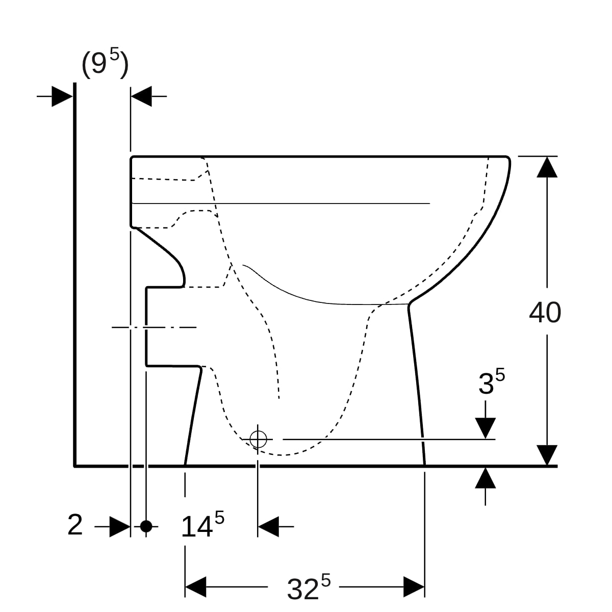 Geberit Renova Stand-WC Tiefspüler, Abg.horiz teilgeschlossene Form Rimfree, weiß Tect