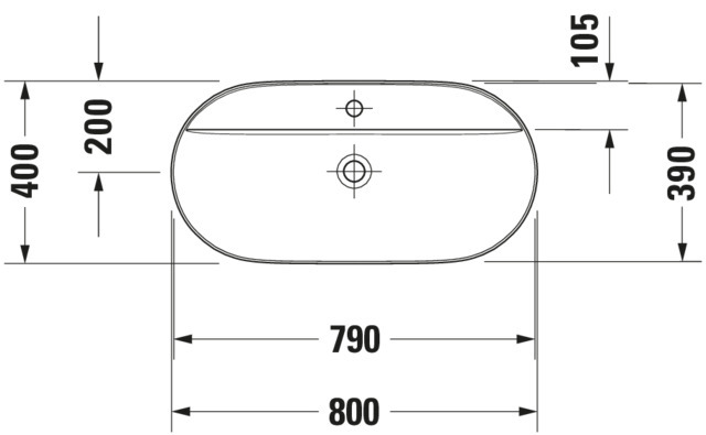 DU Aufsatzbecken Luv 800mm o.ÜL, m.HLB, 1 HL, grau seidenmatt, WG
