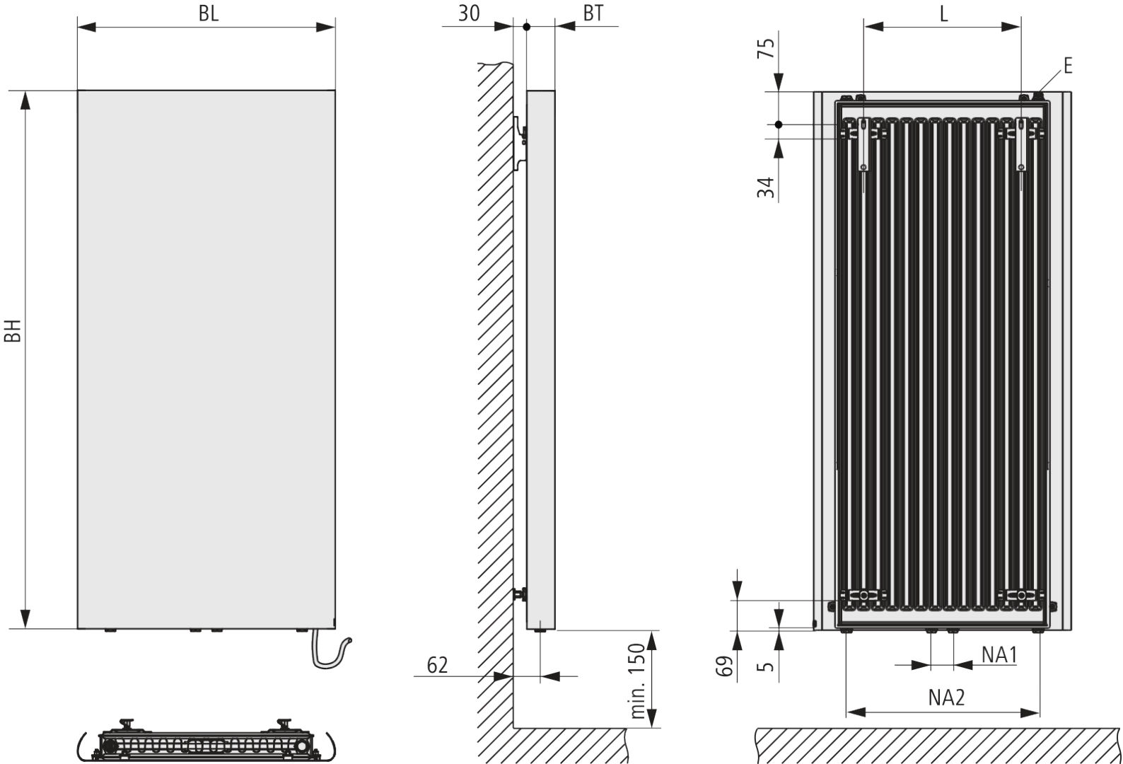 Kermi Pateo E-Zusatz BH 1725x68x600 mm QN1406,max.P645, weiß, WKS weiß, SK1