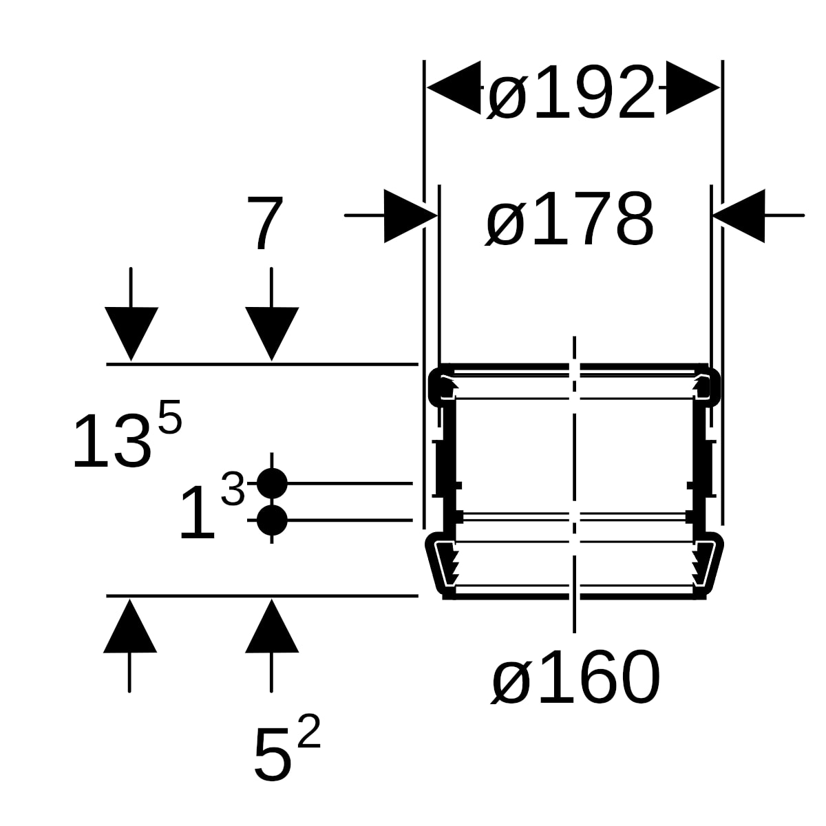 Geberit Silent-db20 Stütz- und Dehnmuffe d160 Dehnungskompensation und Auszugsicherung