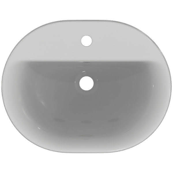 IS Einbauwaschtisch Connect, oval, 1Hl., m.Ül., 550x430x175mm, Weiß