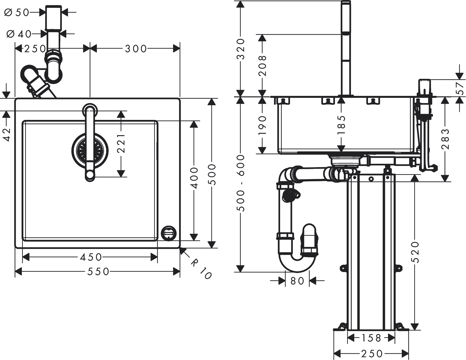 Hansgrohe Spülencombi 450 chrom  C71-F450-06