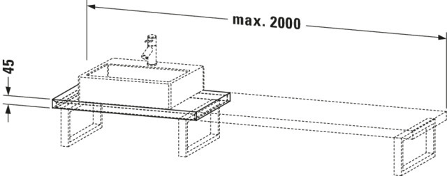 Duravit Konsole variabel DuraStyle Compact 1 Ausschn.,45xvarx480,Nussbaum Dunkel