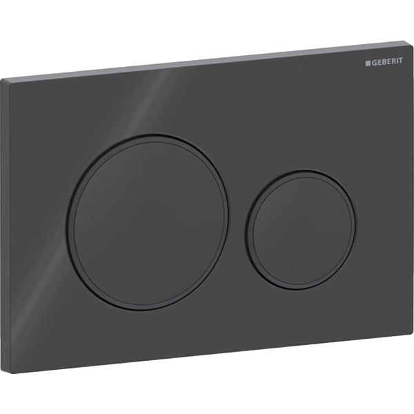 Geberit Sigma20 BetPl., rund, 2-Mengen-Sp. schwarz glänzend / schwarz matt