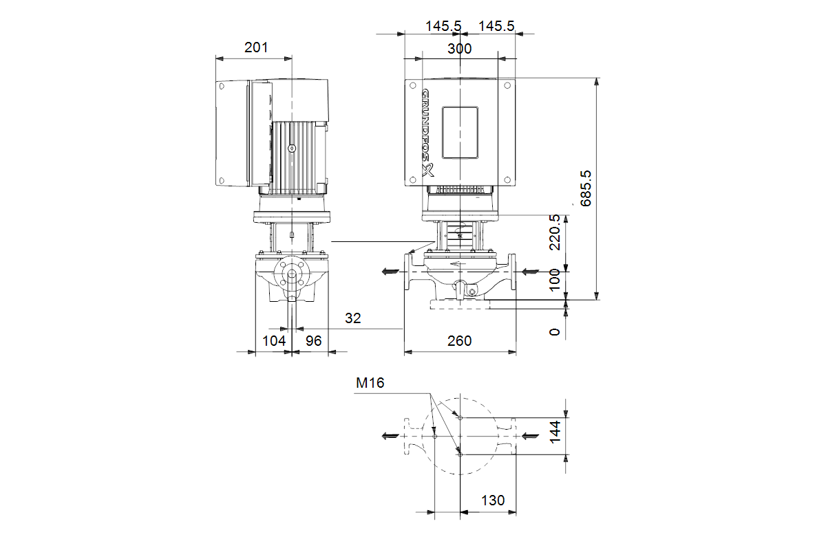GRUNDFOS Elektr.ger.Trockenläuferpumpe TPE3 32-250 S-A-F-A-BQQE GWB
