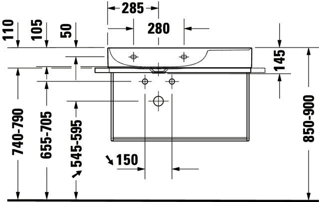 DU Möbel-WT DuraSquare 800mm, Weiß o.ÜL, m.HLB, 1 HL, Becken links